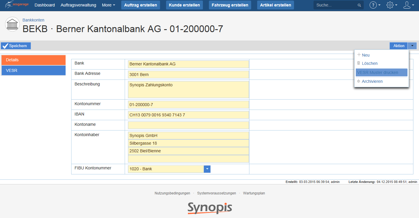 VESR druch Bank prüfen lassen